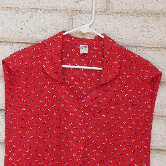 Medium Red Sleeveless Dolphin Blouse FEM FORM - Picture 4 of 4